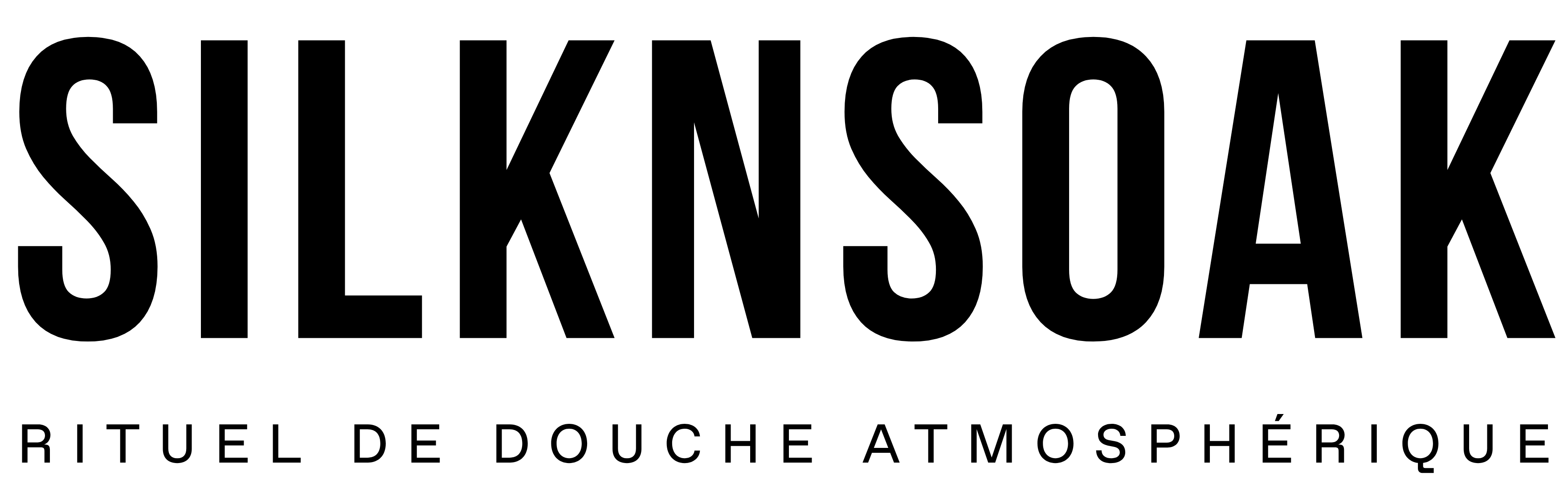 Black 'SILKNSOAK' logo with product description text below on a white background